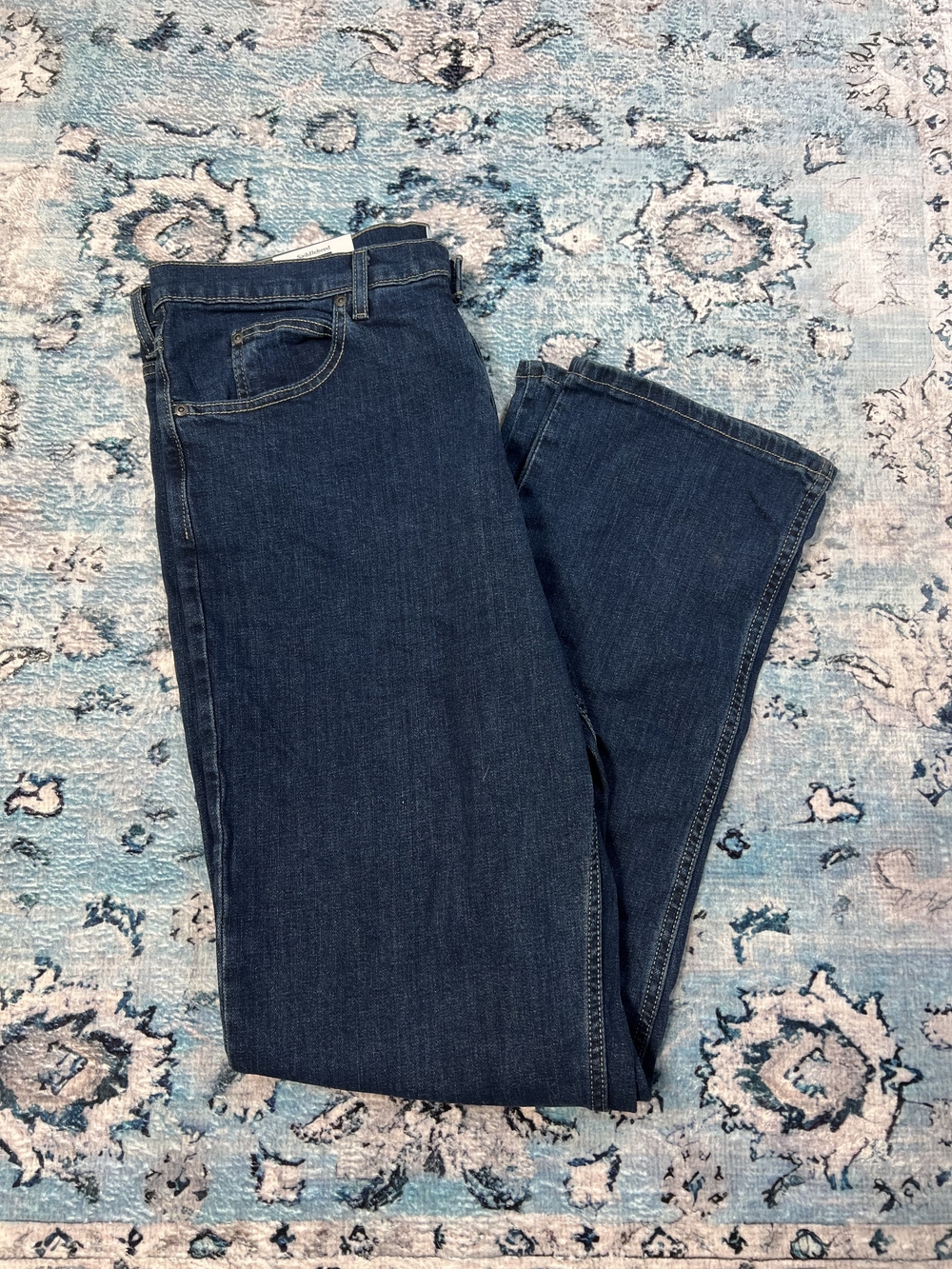 Saddlebred Denim Comfort Flex Relaxed‎ Fit Jeans Mens 36x32 Greenstone Dark Wash